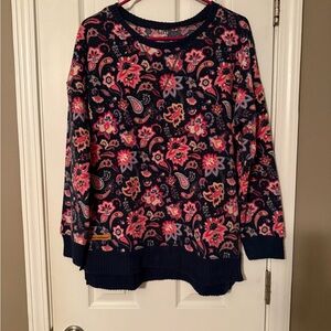 Simply Southern Navy Sweater with Pink Floral Design